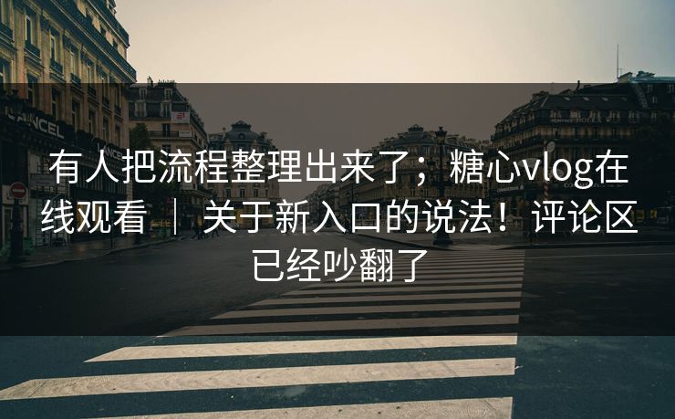有人把流程整理出来了；糖心vlog在线观看 ｜ 关于新入口的说法！评论区已经吵翻了